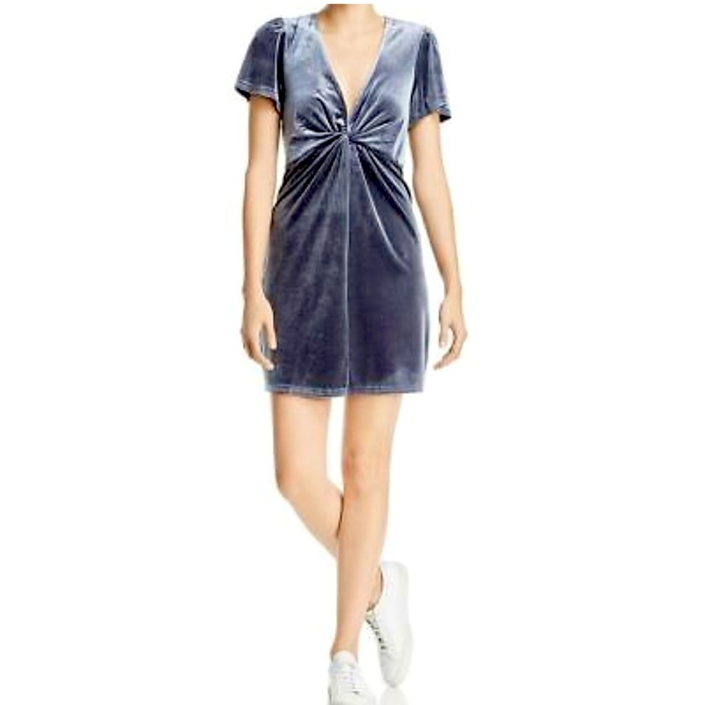 Velvet Twist Front Mini Dress